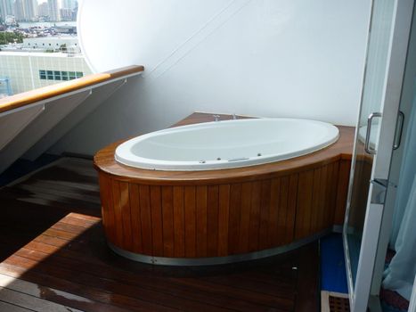 a spa bath on a balcony