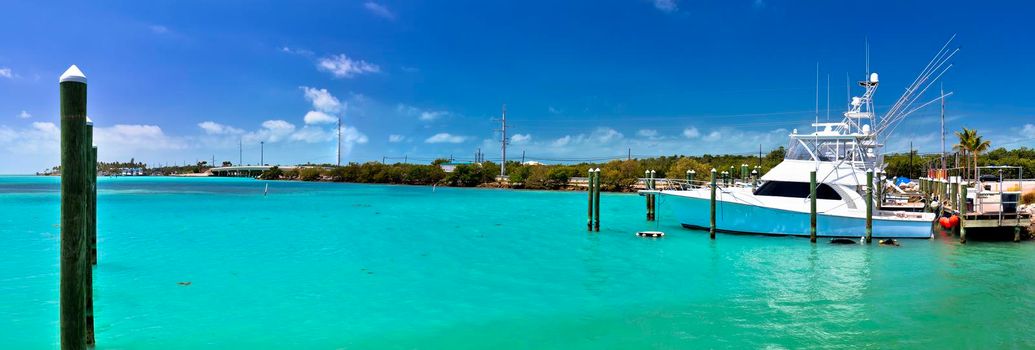 Islamorada turquoise harbor panoramic view on Florida Keys