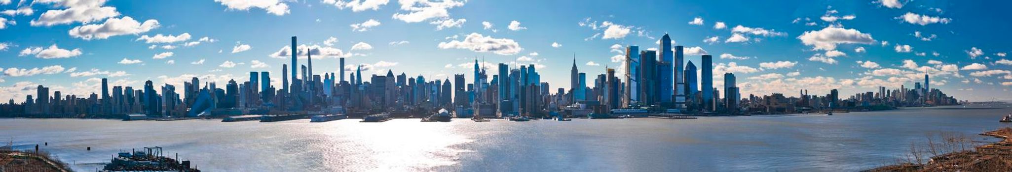 Megapanorama of New York City skyline and Hudson river view