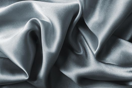 Texture of grey silk fabric, close up