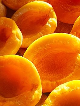 Apricot slices close up