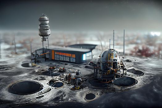 Moon base structures, neural network generated art