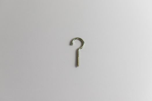 Stillness steel hook question mark sign screw on isolated white background