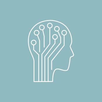Artificial intelligence and machine learning line icon