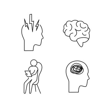 Psychotherapy and psychology line icon set. Simple