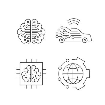 Artificial intelligence and machine learning line icon