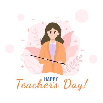 World teacher's day poster concept. Pretty young