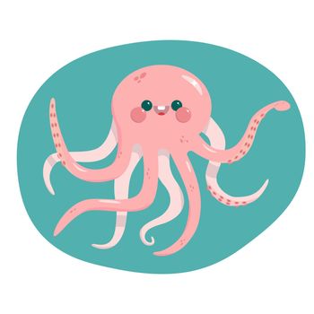 Happy smiling octopus. Smiling poulpe going to beach