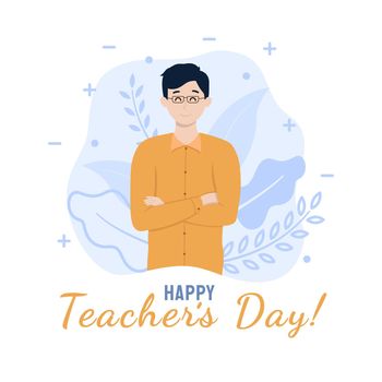 World teacher's day poster concept. Pretty young