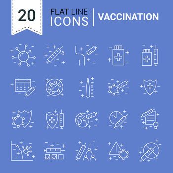 Vaccination and immunization line icon set. Collection