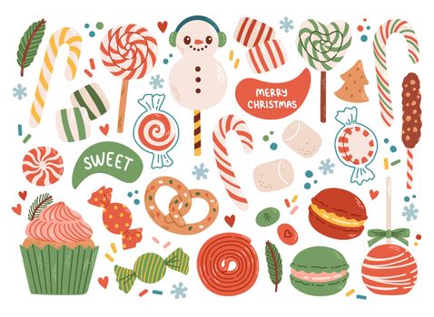 Christmas sweets set flat design isolated vector