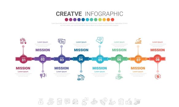 Infographics element design for 8 option, can be used for Business concept steps