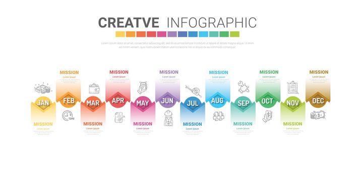 Infographics element design for all month, can be used for Business concept