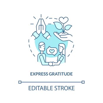 Express gratitude turquoise concept icon