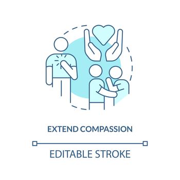 Extend compassion turquoise concept icon