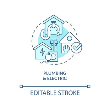 Plumbing and electric turquoise concept icon