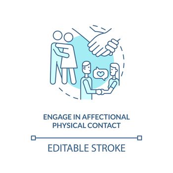 Engage in affectional physical contact turquoise concept icon