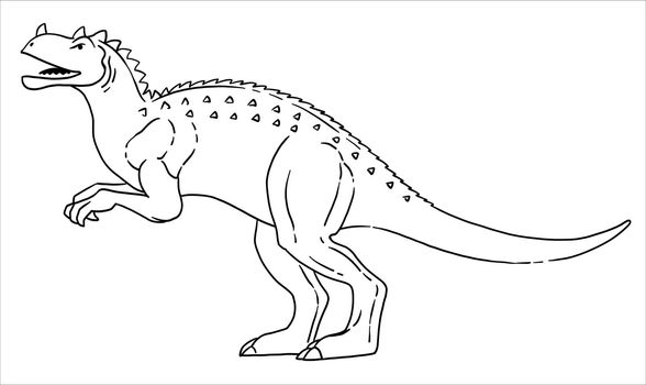 Allosaurus Dinosaur. Illustration in black and white style. The contour line.
