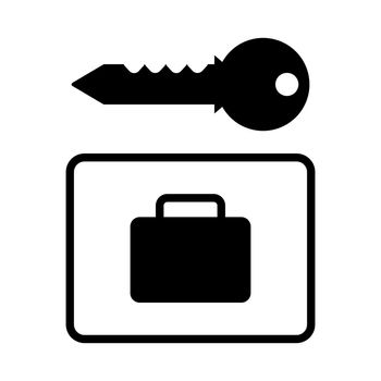 Locker sign. Key and luggage icon. Vector.