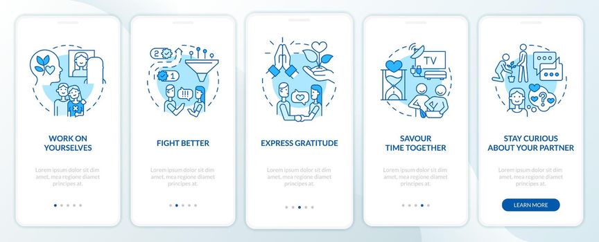 How to improve relationship blue onboarding mobile app screen