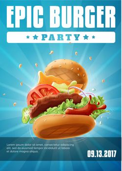 Epic Burger Party - poster flyer template