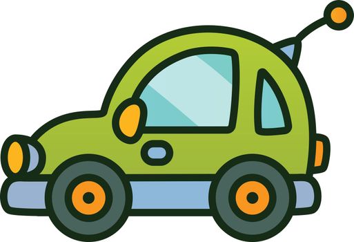 Cartoon cute green car. Icon. Vector EPS 10