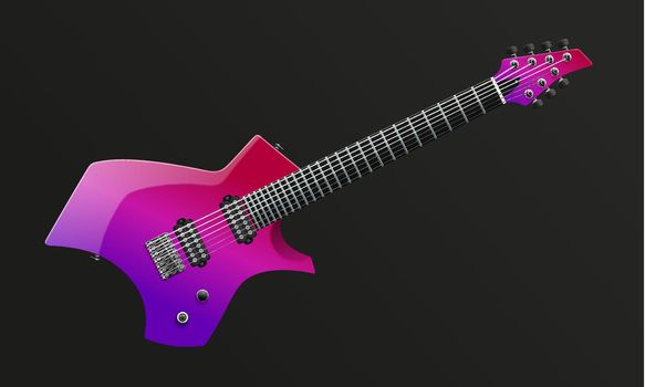 Modern Purple Seven String Electric Guitar. Easy Color Change. Vector EPS10
