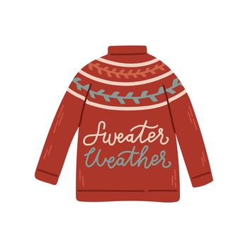Christmas knitted sweater with winter quote vector