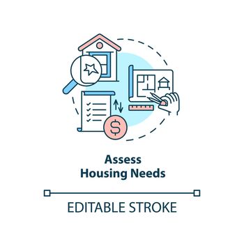 Assess housing needs concept icon