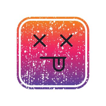 Funny emoji with gritty texture artwork design. EPS 10, Editable, Vector Illustration.