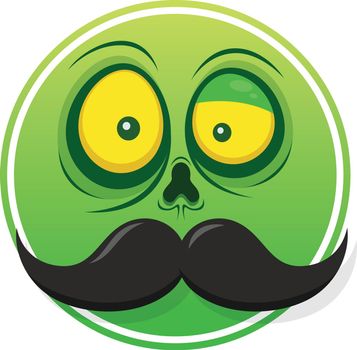 Zombie face emoji mustache design illustration