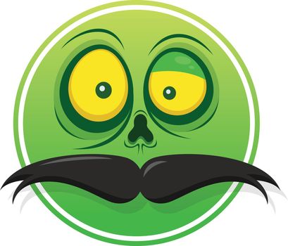 Zombie face emoji mustache design illustration