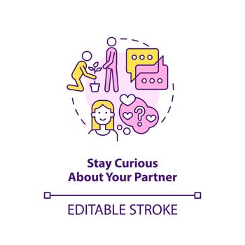 Stay curious about partner concept icon