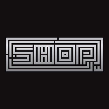 Shop Lettering Maze Typography Design Vector Illustration