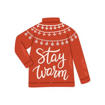 Christmas knitted sweater with winter quote vector