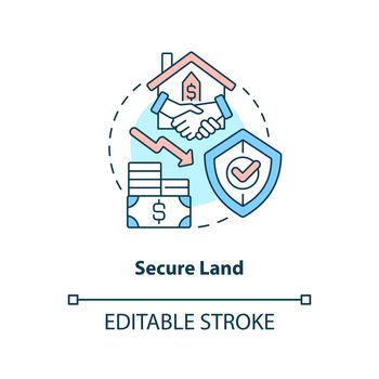 Secure land concept icon