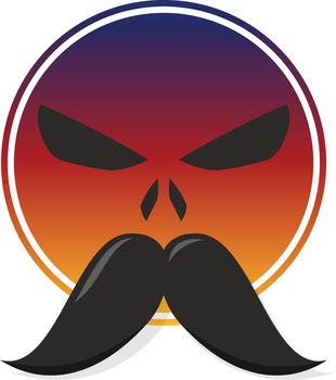 Emoji skull moustache design illustration.