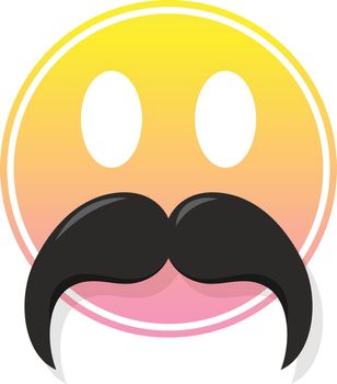 Funny emoji moustache design illustration