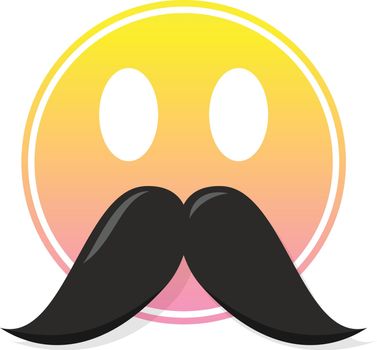 Funny emoji moustache design illustration