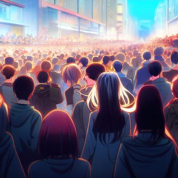 crowds background anime style