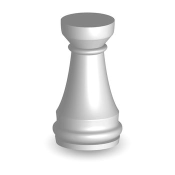White chess piece rook 3d on white background.