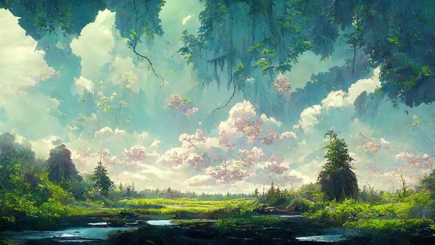 painted Anime Nature Environment