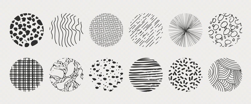 Set of round Abstract Backgrounds hand-drawn doodles