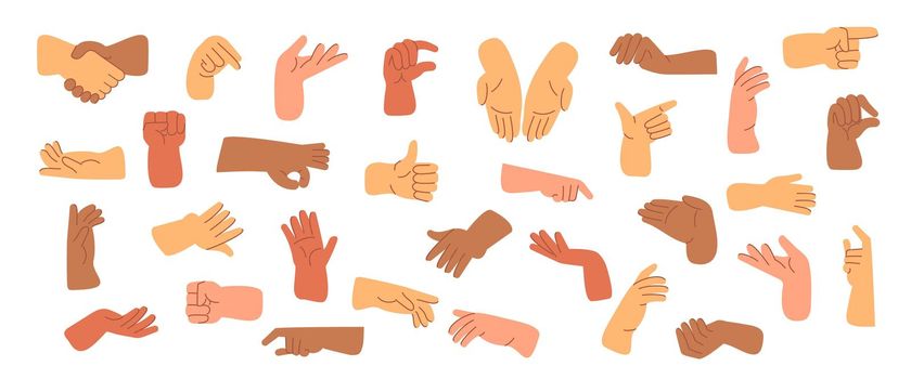 Different hand gestures set.