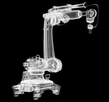 Industrial robot, x-ray transparent. 3D illustration
