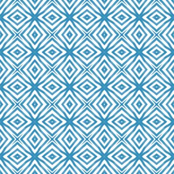 Arabesque hand drawn pattern. Blue symmetrical