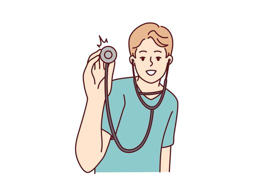Smiling male doctor with stethoscope