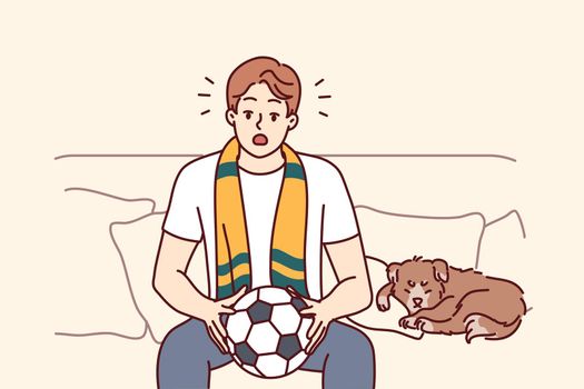 Man watch football at home