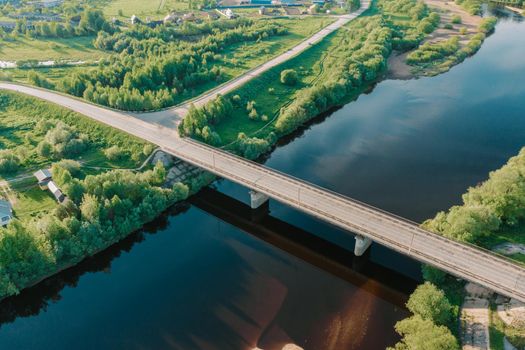 Aerial drone perspective view of bridge