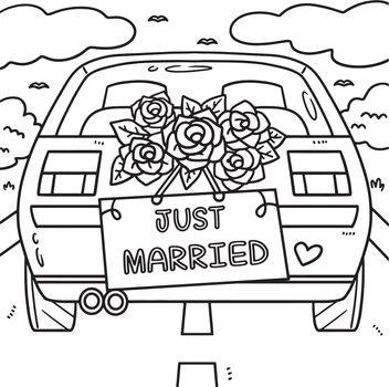 Wedding Car Just Married Coloring Page for Kids